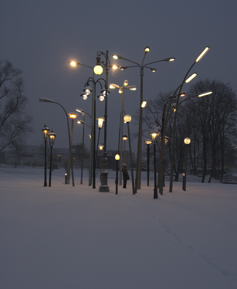 Sonja Vordermaier - Streetlampforest (2010)  a collection of 30 european streetlamps from different origins and times